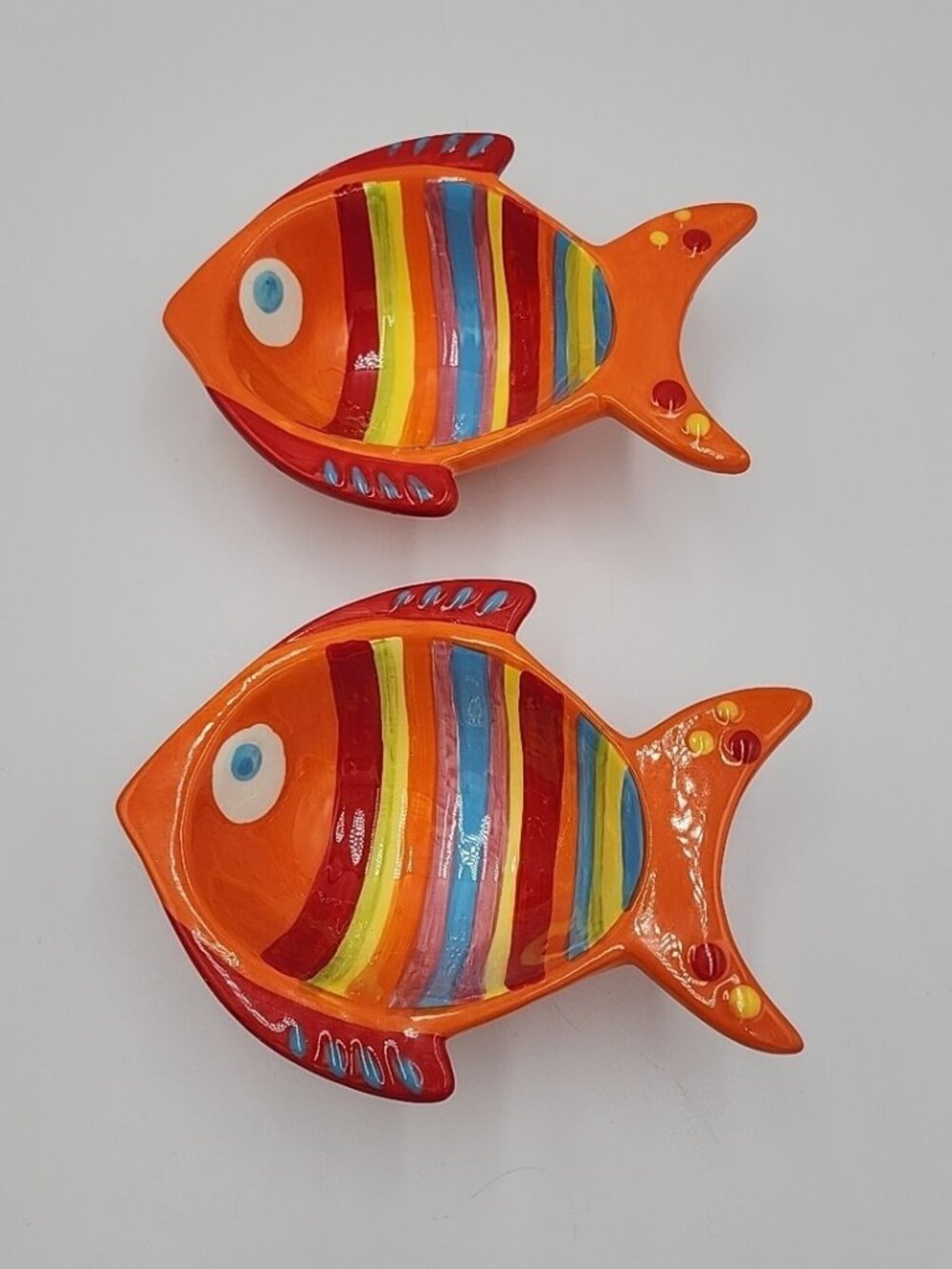Pier 1 Imports, Festive Decorative Fish Shape Small Serving Bowls, Set of 2